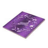 Elegantes Lila Reindeer Weihnachten Fliese (Seite)