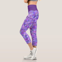 Elegantes Lila rosa blaues Mosaik Capri Leggings