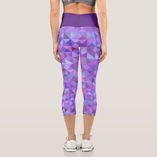 Elegantes Lila rosa blaues Mosaik Capri Leggings (Rückseite)