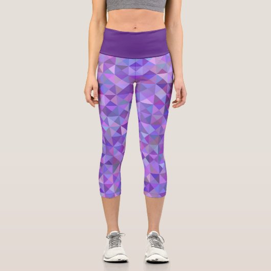 Elegantes Lila rosa blaues Mosaik Capri Leggings (Vorderseite)