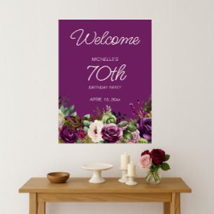 Elegantes lila-rosa Blumendesign zum 70. Geburtsta Poster