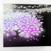 Elegantes Lila Rosa Herzleder Hochzeit Tri-Fold Dreifach Gefaltete Einladung (Innen Erste Seite)