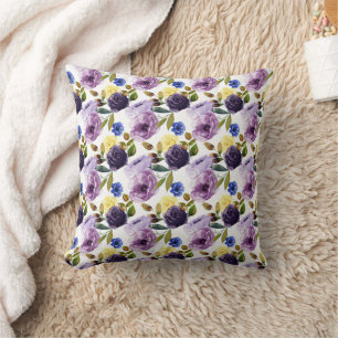 Elegantes lila-rosa Wasserfarben-Blumenmuster  Kissen
