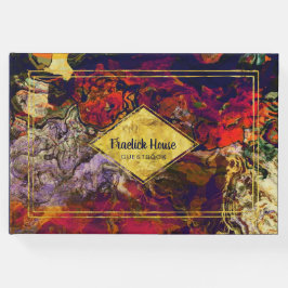 Elegantes Lila Rot Abstrakt mit Imitats Gold Accen Gästebuch