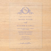 Elegantes Lila Royal Crown Wreath Monogramm Acryleinladungen (Vorderseite)