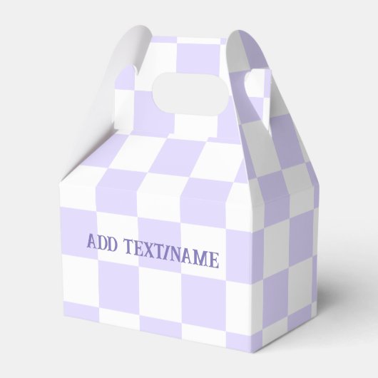 Elegantes Lila Schachbrett in Weiß und Pastel Geschenkschachtel (Vorderseite)