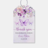 Elegantes Lila Schmetterling 1. Geburtstag Party Geschenkanhänger (Vorderseite)