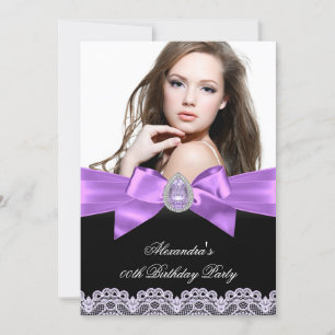 Elegantes Lila-Schwarz-Juwel-Foto-Geburtstagsfeier Einladung