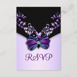 Elegantes lila schwarzer Diamant-Bogen UAWG RSVP Karte