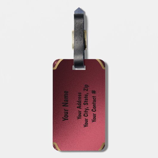 Elegantes Lila Schwarzes Monogramm Personalisierte Gepäckanhänger (Rückseite vertikal)