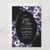 Elegantes Lila Schwarzes Oval Save the Date Einladung (Vorderseite)