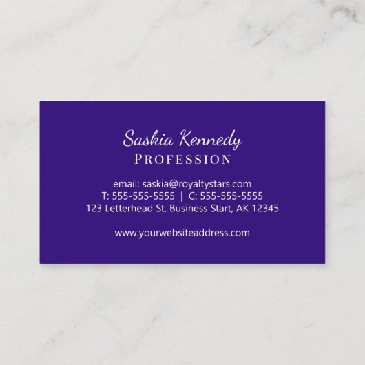 Elegantes Lila Script Beruflich Monogram Visitenkarte (Rückseite)