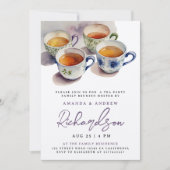 Elegantes Lila Script Tea Party Wiedersehen Wasser Einladung (Vorderseite)