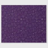 Elegantes Lila & Silver Glitzer Weihnachtsmuster Geschenkpapier (Flach)