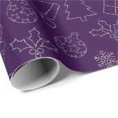 Elegantes Lila & Silver Glitzer Weihnachtsmuster Geschenkpapier (Rolleneckpunkt)
