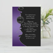 Elegantes Lila Silver Wirbel Schwarzes Weihnachtsf Einladung (Stehend Vorderseite)