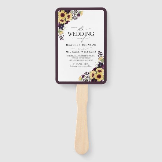 Elegantes Lila Sonnenblumenprogramm Fächer (Vorderseite)