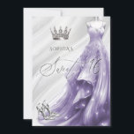 Elegantes Lila Sparkle Dress Sweet 16 Einladung<br><div class="desc">Silver Lila Sparkle Dress Princess Sweet 16 Einladung</div>