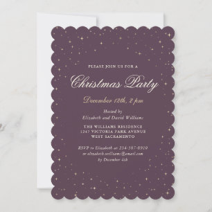 Elegantes Lila Starry Christmas Party Einladung