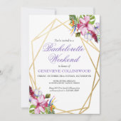 Elegantes Lila tropisches Bachelorette Einladung (Vorderseite)