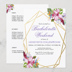 Elegantes Lila tropisches Bachelorette Einladung