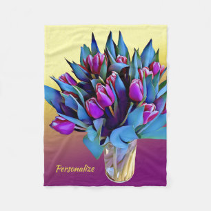 Elegantes Lila Tulips Wasserfarben Persönlich gest Fleecedecke
