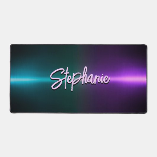 Elegantes, lila, türkisfarbenes Monogramm Schreibtischunterlage (Vorderseite)