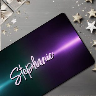 Elegantes lila türkisfarbenes Ombre-Monogramm Schreibtischunterlage