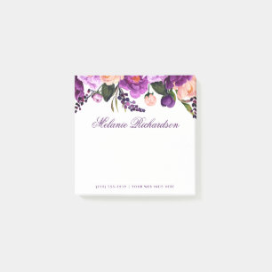 Elegantes Lila Ultra Violett Wasserfarbe-Blumenmus Post-it Klebezettel