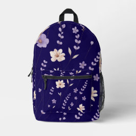 Elegantes lila und beige Blumenmuster Bedruckter Rucksack