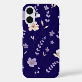 Elegantes lila und beige Blumenmuster iPhone 16 Hülle