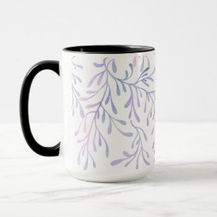Elegantes lila und blaues botanisches Blattmuster  Tasse