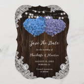 Elegantes Lila und blaues Herz Save The Date (Vorne/Hinten)
