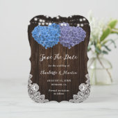 Elegantes Lila und blaues Herz Save The Date (Stehend Vorderseite)