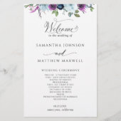 Elegantes Lila und blaues Hochzeitsprogramm (Vorderseite)