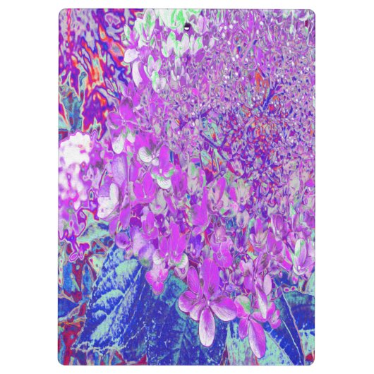 Elegantes Lila und blaues Limelight Hydrangea Klemmbrett (Rückseite)