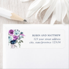 Elegantes Lila und Blue Floral Address Label