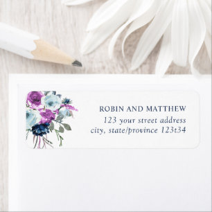 Elegantes Lila und Blue Floral Address Label