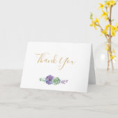 Elegantes Lila und Gold Danke Karte (Gelbe Blume)