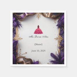 Elegantes Lila und Gold Quinceñera Party Serviette