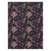 Elegantes Lila und Gold Rose Blumenmuster Tischdecke (Vorderseite)