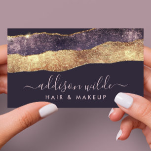 Elegantes Lila- und Gold-Trendy-Modern-Script Visitenkarte