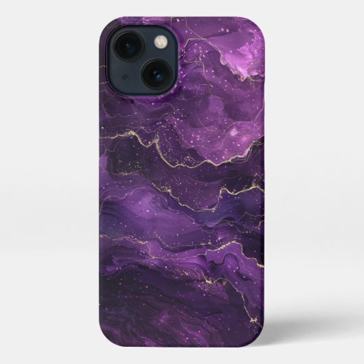 Elegantes lila und goldenes Handy iPhone Hülle (Rückseite)