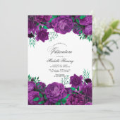 Elegantes Lila und grünes Foto Quinceñera Einladung (Stehend Vorderseite)