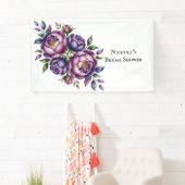 Elegantes Lila und Magenta Peony Brautparty Banner (Insitu)