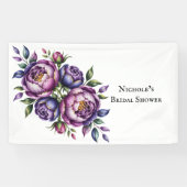Elegantes Lila und Magenta Peony Brautparty Banner (Horizontal)