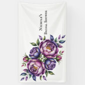 Elegantes Lila und Magenta Peony Brautparty Banner (Vertikal)