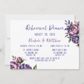 Elegantes Lila und Magenta Peony Probe Dinner Einladung (Vorderseite)