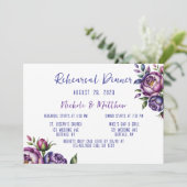 Elegantes Lila und Magenta Peony Probe Dinner Einladung (Stehend Vorderseite)