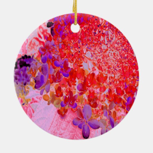 Elegantes Lila und Orange Limelight Hydrangea Keramik Ornament (Hinten)